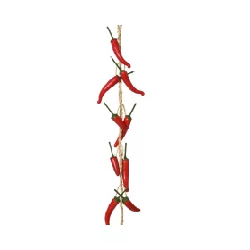 Élethű chilli paprika dekor girland piros színben, 140 cm