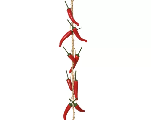 Élethű chilli paprika dekor girland piros színben, 140 cm