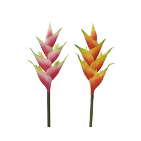   Élethű heliconia művirág dekor ág (piros-rózsaszín és narancs-sárga színben), 91 cm 2 féle válaszható/db