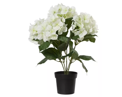 Élethű mű hortenzia fehér, cserépben 46 cm