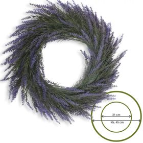 Élethű selyem levendula koszorú 48 cm 