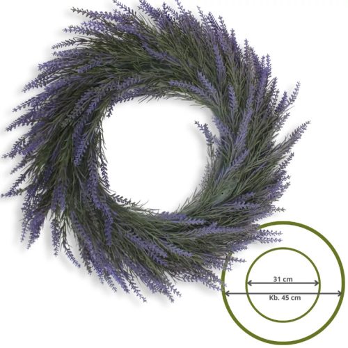 Élethű selyem levendula koszorú 48 cm 