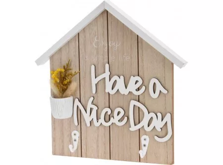 Fali dekoráció akasztóval  "HAVE A NICE DAY" 2 férőhelyes 235x235mm