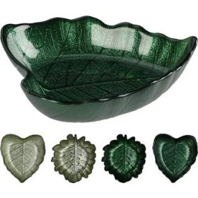 Tányér üveg  16cm levél 2 féle szín/minta