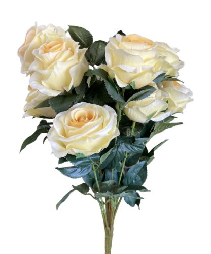 Élethű selyem rózsa csokor sárga 45cm