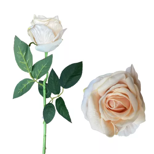 Élethű selyemvirág rózsa ivory 51cm
