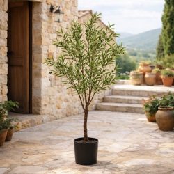   Élethű cserepes olívafa műnövény olívabogyó terméssel 150 cm