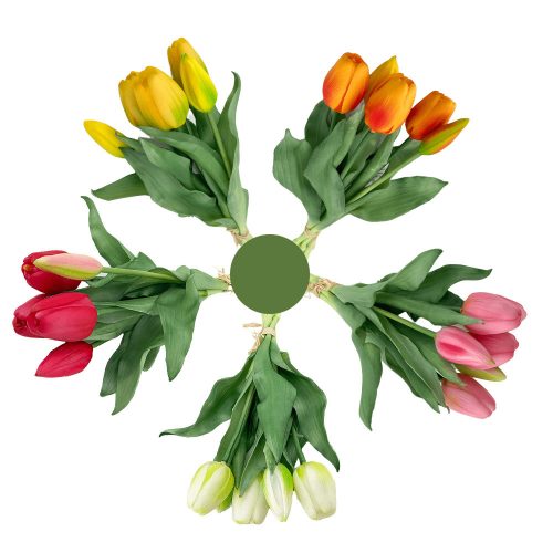 Élethű gumi tulipán csokor 30cm, választható