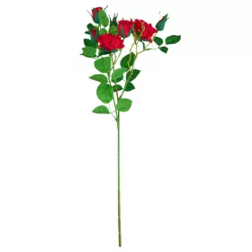 Élethű 5 virágos szálas rózsa 60cm - vörös