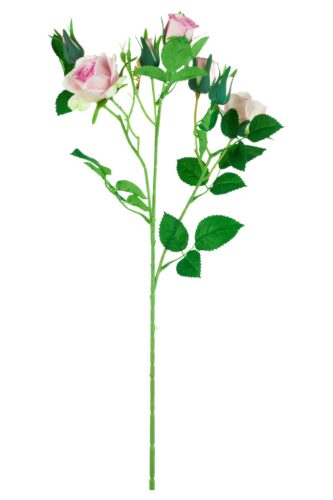 Élethű 5 virágos szálas rózsa 60cm - halvány rózsaszín