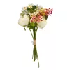 Élethű selyemvirág csokros peónia fehér 36cm