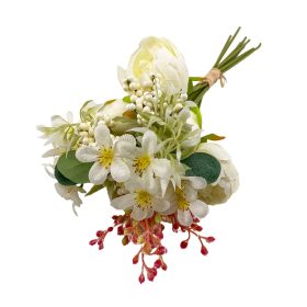 Élethű selyemvirág csokros peónia fehér 36cm