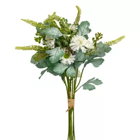 Élethű selyemvirág mezei csokor fehér 58cm