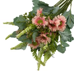 Élethű selyemvirág mezei csokor rózsaszín 58cm
