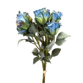 Élethű selyemvirág rózsa csokor kék 55cm