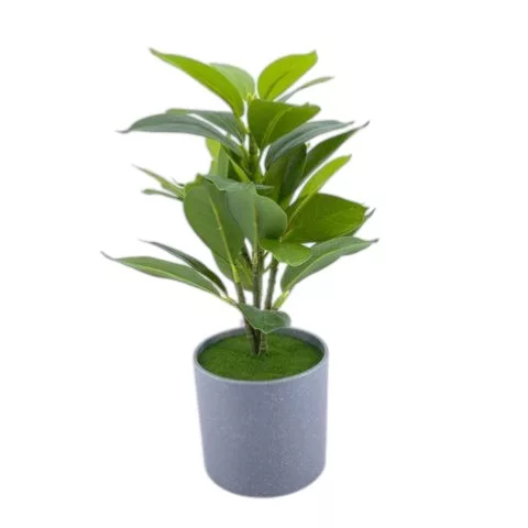 Élethű cserepes műnövény hosszúkás zöld levelekkel 30 cm
