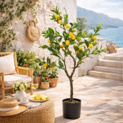   Élethű cserepes citromfa műnövény citrom terméssel 120 cm