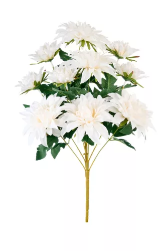 Élethű dús dália csokor  50 cm - fehér