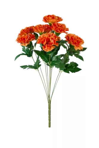 Élethű szegfű csokor 47cm - narancssárga