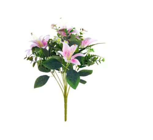 Élethű liliom csokor 12x43 cm pink