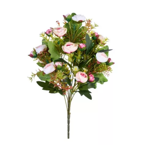 Élethű rózsacsokor 40 cm pink