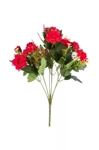 Élethű rózsa csokor 37 cm piros