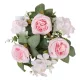 Selyem angol rózsa koszorú 20cm pink
