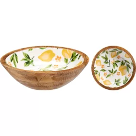 Citrom mintás dekor tál 24 cm – mediterrán stílus