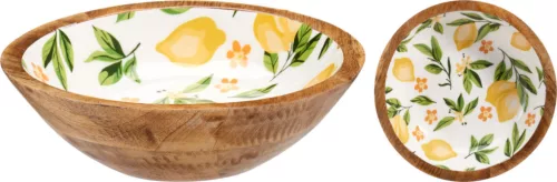 Citrom mintás dekor tál 24 cm – mediterrán stílus