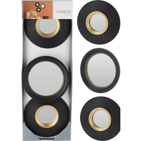   Kör alakú tükrök szett – 3 darabos, fekete-arany kerettel átmérő 25 cm