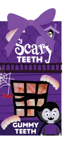 Halloween gumicukor vámpírfogak házikó dobozban 100g