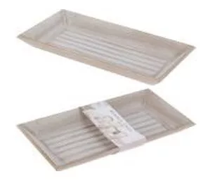 Szürke antikolt tálca – 40×20 cm