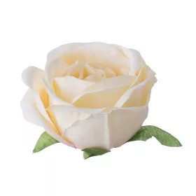 Angol rózsa selyemvirág fej 5,5cm - krém