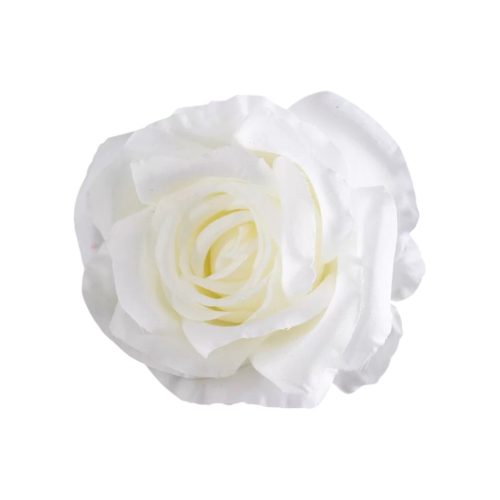 Selyemvirág rózsa fej fehér 10cm 