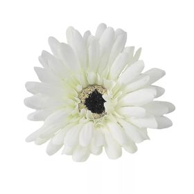 Gerbera selyemvirág fej 9cm - Zöldes fehér
