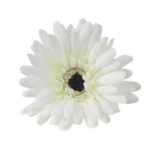 Gerbera selyemvirág fej 9cm - Zöldes fehér