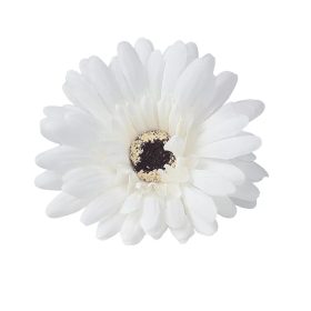 Gerbera selyemvirág fej, 9cm - Fehér