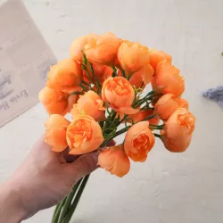 Boglárka selyemvirág köteg, 32cm magas - Narancs