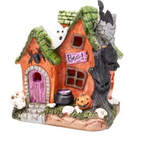Halloween LED-es ház 12 cm – narancs ház