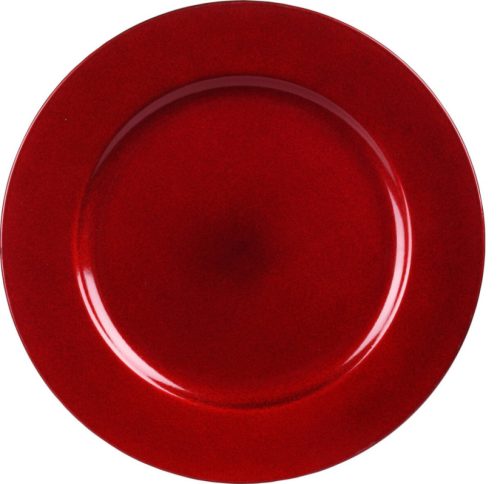 Metál tányér műanyag piros  színű 33cm