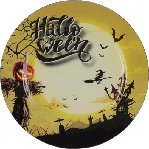 Halloween tányér 33 cm  sárgás alapon
