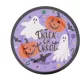 Halloween műanyag tányér 33 cm – lila szellemes minta
