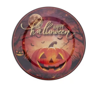 Halloween műanyag tányér 33 cm – töklámpás minta