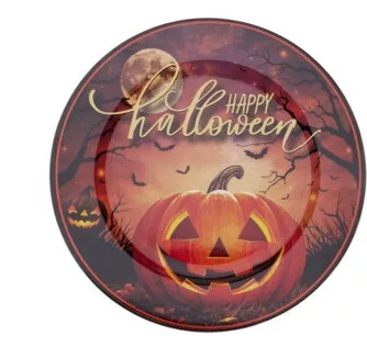 Halloween műanyag tányér 33 cm – töklámpás minta