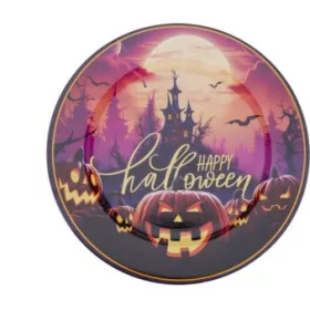   Halloween műanyag tányér 33 cm – kastélyos naplemente minta