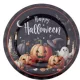 Halloween műanyag tányér 33 cm – fekete-fehér tökös minta