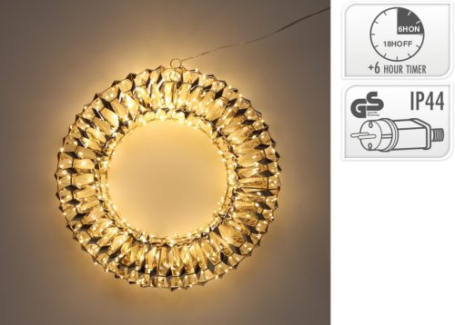 Világítós koszorú 38cm mikro LED-es konnektoros