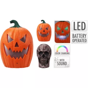 Halloweeni LED-es lámpa tök vagy koponya forma nagy
