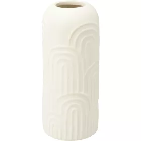 Íves mintás henger váza 6×14 cm fehér