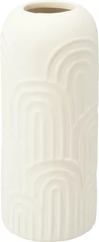 Íves mintás henger váza 6×14 cm fehér